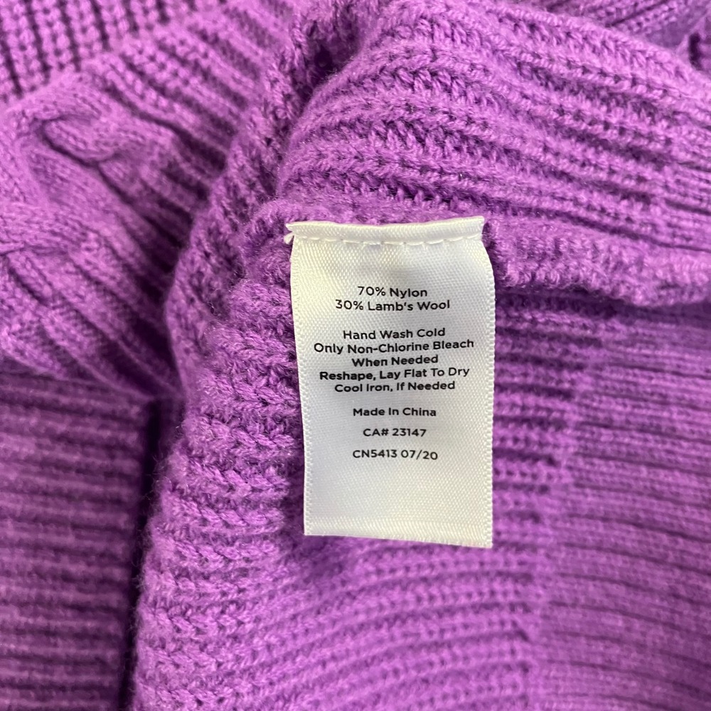 Talbots Cable Knit Fisherman Sweater Women Large Mock Neck Lambs Wool Blend - Picture 10 of 10